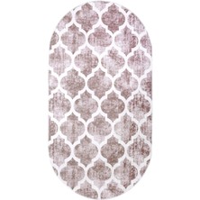 Diji Dekor Halı Bej Maça Yıkanabilir Saçaksız Oval Kesme Ince Yolluk Kilim Salon Halısı Modelleri