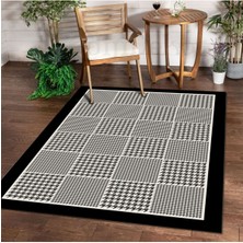 Diji Dekor Halı Siyah MT21 Yıkanabilir Saçaksız Kaymaz Kesme Ince Yolluk Kilim Salon Halısı