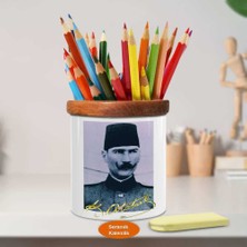 Fesli Üniformalı Kemal Paşa Ahşap Seramik Kalemlik - s4