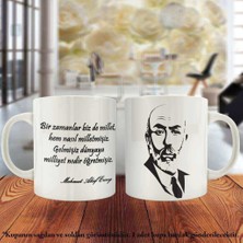 Çift Yön Renkli Baskılı Mehmet Akif Ersoy Silüeti - Söz Kupa Bardak