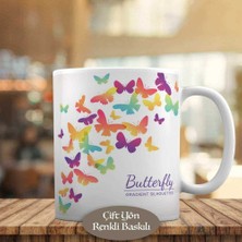 Gradient Desenli Kelebek Silüeti Kupa Bardak Hediyelik-23-2148