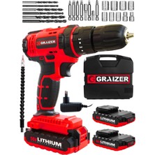 Graizer Technology X-Rs 56 V 5 Ah Darbeli Çift Akülü Şarjlı Vidalama Matkap 27 Parça Set