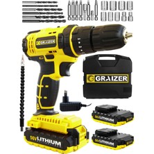 Graizer Technology X-Rs 56 V 5 Ah Darbeli Çift Akülü Şarjlı Vidalama Matkap 27 Parça Set