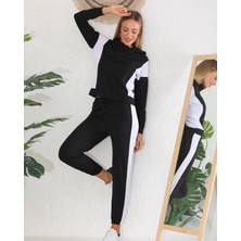 Charamela  Siyah Beyaz Colour Block Iki Iplik Eşofman Seti- BGT28