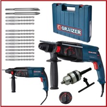 Graizer Alman Grz-2-26 Kırıcı Delici 3000 Metal Dişli Şanzuman Hilti Darbeli Matkap + Yedek Mandren + 15 Uç