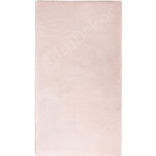 Diji Dekor Peluş Halı Pembe Düz Desenli Yıkanabilir Post Yolluk Kilim