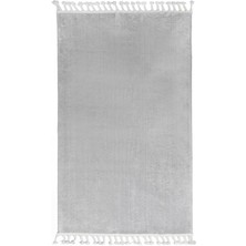 Diji Dekor Peluş Halı Açık Gri Saçaklı Post Kesme Yolluk Kilim