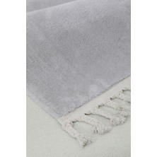 Diji Dekor Peluş Halı Açık Gri Saçaklı Post Kesme Yolluk Kilim