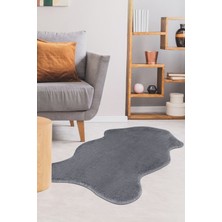 Diji Dekor Peluş Halı Koyu Gri Yıkanabilir Şekilli Post Yolluk Kilim
