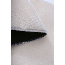 Diji Dekor Peluş Halı Krem Yıkanabilir Oval Post Kesme Yolluk Kilim