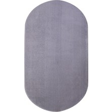 Diji Dekor Peluş Halı Açık Gri Yıkanabilir Oval Kesme Post Yolluk Kilim