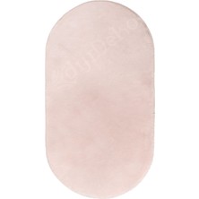 Diji Dekor Peluş Halı Pembe Yıkanabilir Oval Post Kesme Yolluk Kilim
