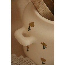 Hoyatap Mini model dekoratif sade çiçek desenli kulp detaylı vintage vazo