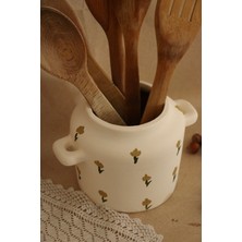 Hoyatap Mini model dekoratif sade çiçek desenli kulp detaylı vintage vazo
