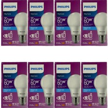 Philips 8W (60W) 6500K (Beyaz Işık) E27 Duylu Klasik LED Ampul (8 Adet)