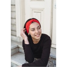 Mrey Kırmızı Çapraz Şık Bandana, Saç Bandanası, Saç Bandı Kadın Geniş Bandana Chic Buff