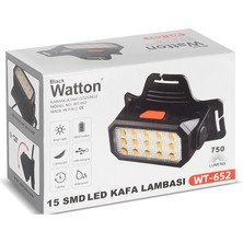 15 Ledli Sarı / Beyaz Şarjlı Kafa Lambası Watton WT-652