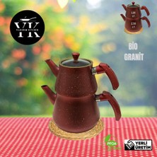 𝗬𝗶𝗹𝗱𝗶𝗿𝗶𝗺 𝗞𝗶𝘁𝗰𝗵𝗲𝗻 Granit Çaydanlık Takımı Bakalit Kulp (Kırmızı)