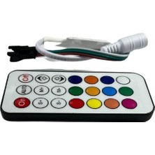 SP104E WS2811-WS2812 Volt Argb Pixel Kontrol Devresi 21 Tuşlu Rf Kumandalı Magic LED