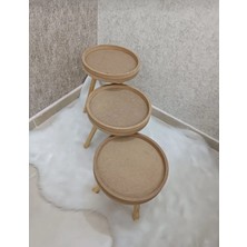 Black Pearl 3 Lü Ahşap Ayaklı Çiçeklik Saksılık  Çerçeveli Stand Dekoratif Yan Sehpa 25 Cm