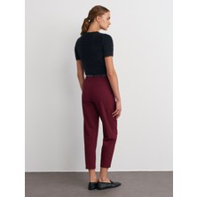 Dilvin 71293 Kemerli Yüksek Bel Pantolon-Bordo