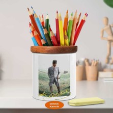 Takım Elbiseli Mustafa Kemal Atatürk Ahşap Seramik Kalemlik - 11