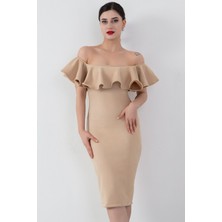 Madonna Yaka Süet Midi Elbise 3938