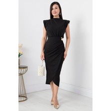 Dik Yaka Bel Toka Detaylı Elbise NY4409