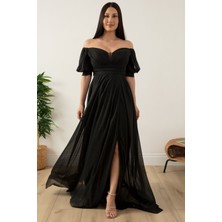 Bel Göğüs Pileli Uzun Tül Abiye Elbise 39642