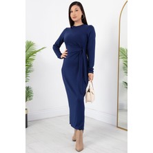 Yandan Bağlamalı Yırtmaçlı Model Elbise DKS1136