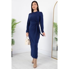 Yandan Bağlamalı Yırtmaçlı Model Elbise DKS1136