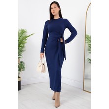 Yandan Bağlamalı Yırtmaçlı Model Elbise DKS1136