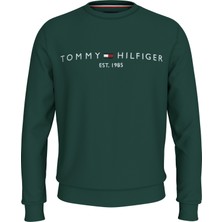 Erkek Göğüste Marka Logolu ve Marka Imzalı Bisiklet Yakalı Organik Pamuklu Kollarda Marka Bayrak Detaylı Yeşil Sweatshirt MW0MW11596-L6K