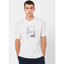 Armani Exchange Bisiklet Yaka Baskılı Ekru Erkek T-Shirt 6dztjs ZJA5Z 1116
