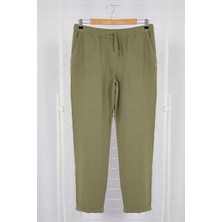 FRM Erkek Moda Boru Paça Regular Dokuma Limited Edition Keten Fit Beli Bağcıklı Pantolon