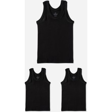 Baykar Erkek Çocuk Pamuklu Atlet 3'lü Set 2214 Siyah