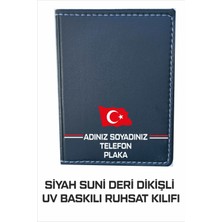 Suni Deri Araç Ruhsat Kılıfı Dikişli Canlı Uv Kabartma Baskılı 1.sınıf Siyah 1 Adet