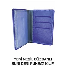 Yeni Nesil Mavi Cüzdanlı Ruhsat Kılıfı (Kimlik, Kredi Kartlı Deri) 1. Sınıf Kalite 1 Adet