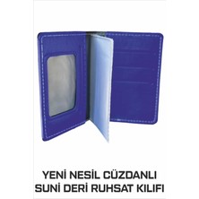 Yeni Nesil Mavi Cüzdanlı Ruhsat Kılıfı (Kimlik, Kredi Kartlı Deri) 1. Sınıf Kalite 1 Adet