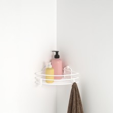 Tekno-tel TEK KATLI BANYO KÖŞE RAFI KANCALI MAT BEYAZ BK021H