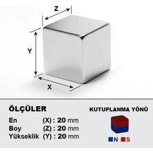 NeoHobi Neodyum Mıknatıs 20X20X20 Boy 20 mm En 20MM Kalınlık 20 mm Çok Güçlü Mıknatıs