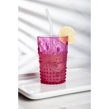 Molvea Akrilik Pembe 6'lı Kısa Bardak & Su Meşrubat Kahve Yanı Bardağı 400 ml ( Cam Değildir )
