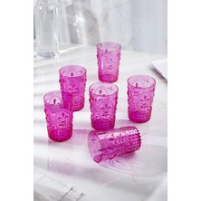 Molvea Akrilik Pembe 6'lı Kısa Bardak & Su Meşrubat Kahve Yanı Bardağı 400 ml ( Cam Değildir )