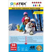 Oratek Epson Ecotank T664/6641 L565 Fotoğraf Kağıdı 10X15 cm Premium Parlak 200 gr 50 Adet