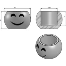 Hediyelik Beyaz Beton Saksı Kaktüs Ve Sukulentlik Gülen Yüz Kızarma Emojisi Mw-s-1-004