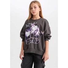DeFacto Wednesday Oversize Geniş Kalıp Bisiklet Yaka Sweatshirt Kız Çocuk D6063A824WN
