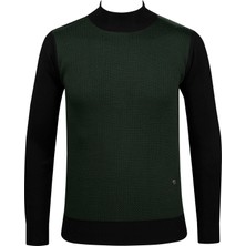 Çizgi Triko Erkek Yarım Balıkçı Yaka Triko Kazak Desenli Kol ve Bel Lastikli Çelik Örgü Klasik Kalıp - 5014B