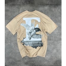Tonrise Your Wings Güvercin Baskılı Kalın Kumaş Oversize Tişört