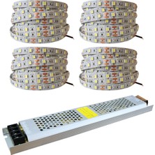 Amber LED 4040 Yeni Nesil Şerit LED 20 Metre Beyaz + 20 Amper 240 Watt LED Trafo