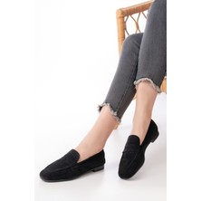 Alinn Butikk 302 Siyah Süet Günlük Kadın Babet